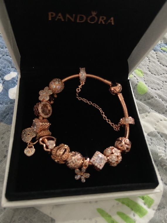 Double Stones Line and Pearl Design Rose Gold Bracelet