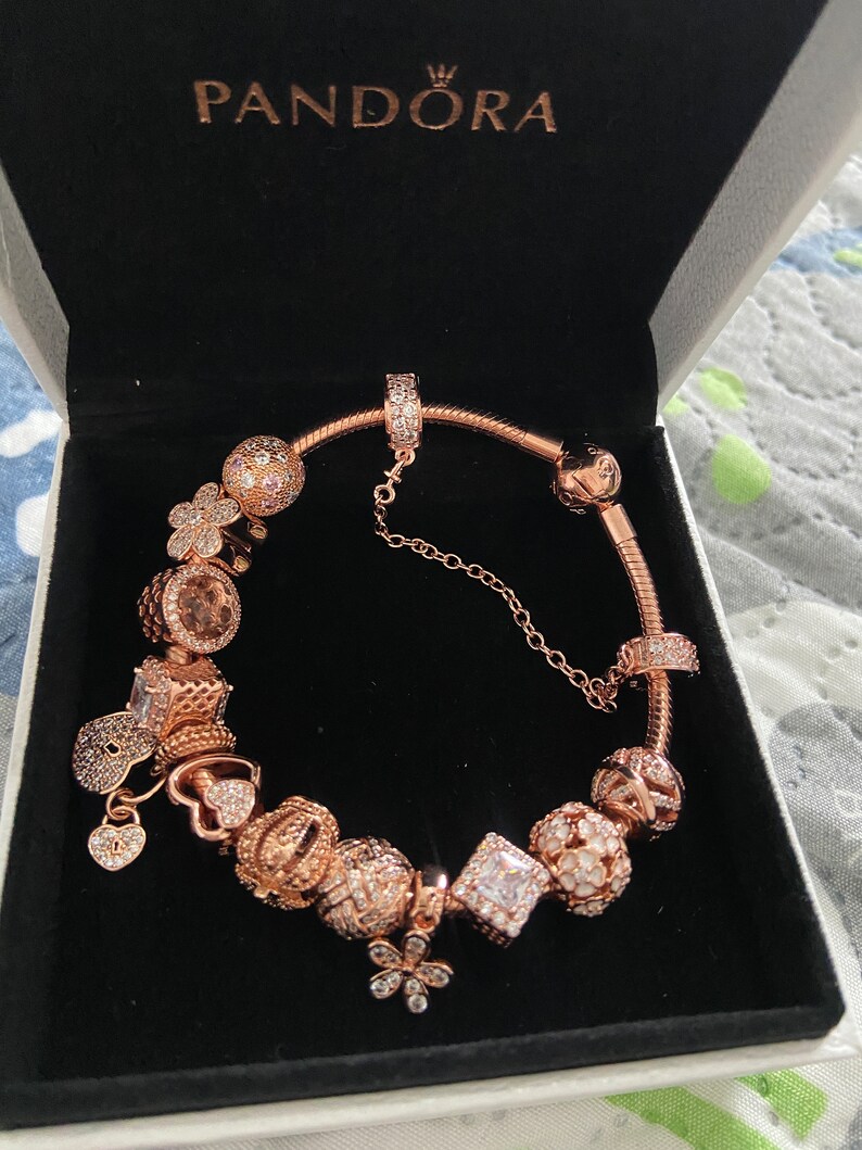 Pandora Rose Gold Bracelet. 20cm With All Charms. Etsy