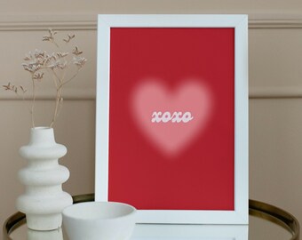 Valentijnsdag Kunst voor haar digitale download Roze Decor Rood Hart Decor XOXO Liefde Citaten Vday Art Galentine's Art Cute Retro Party Decor Art