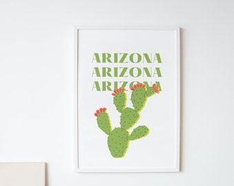 Desert Art Arizona Phoenix Art Cactus Decor Western State Art voor slaapkamer kunst voor woonkamer decor city art cowgirl art groene kleurrijke kunst