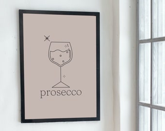 Keuken Art Bar Cart Wijn Kunst voor haar eetkamer Art Prosecco Drink Art Host Hostess Art Party Decor Vier minimalistische kunst Schattig Trendy