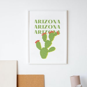 Desert Art Arizona Phoenix Art Cactus Decor Western State Art for Bedroom Art for Living Room Decor City Art Cowgirl Art Green Colorful Art