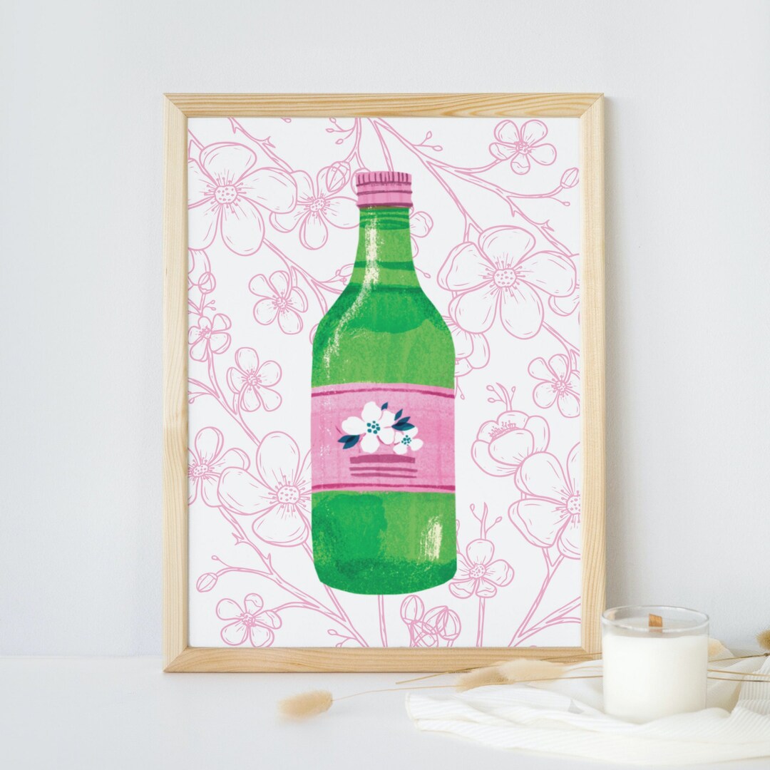 Kitchen Art Bar Cart Art Drinks Art for Her Girly Floral Print Flower