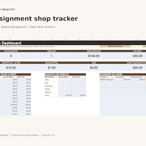 Consignment Shop Tracker: Inventory, Payouts & Expiration Spreadsheet for Excel Web and Google Sheets