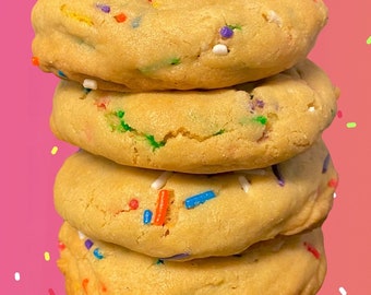 Ein halbes Dutzend GROSSE Gourmet Zuckerplätzchen mit Streuseln Funfetti Kekse selbst gemacht
