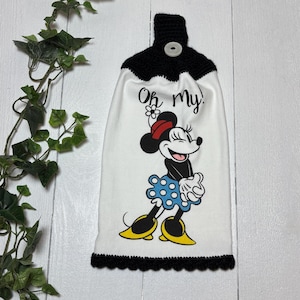 Minnie Mouse Hanging Towel: crochet top, Disney decor image 1