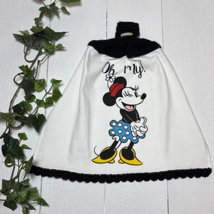 Minnie Mouse Hanging Towel: crochet top, Disney decor image 3