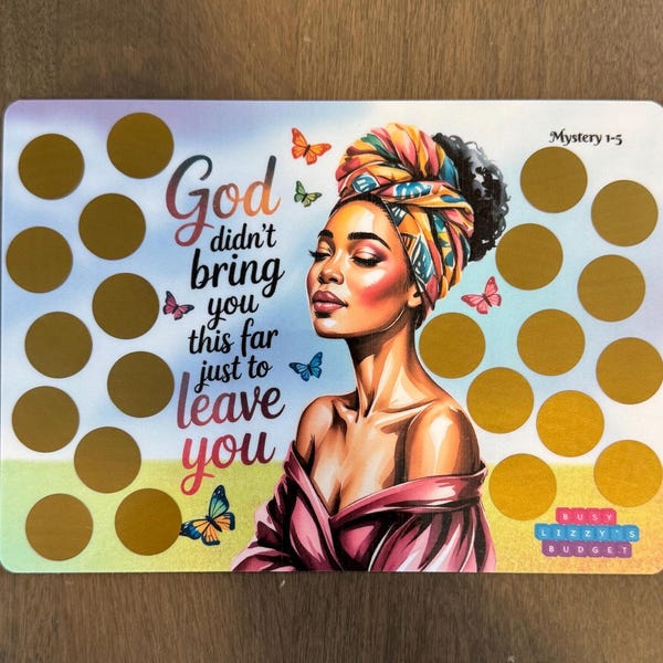 God Will Never Leave You Mini Scratch Off Savings Challenge | Mystery Savings | Sophisticated, Faith & Christian Savings Challenge | A5