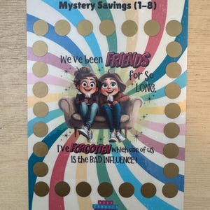 Best Friends Bad Influence Mini Scratch Off Savings Challenge | Mystery Savings | Cute, Funny & Sarcastic Savings Challenge | A5
