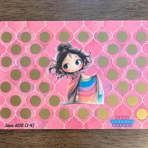 Indian Girl Dress Mini Scratch Off Savings Challenge | Save 100 | Beautiful & Sophisticated Savings Challenge | A5