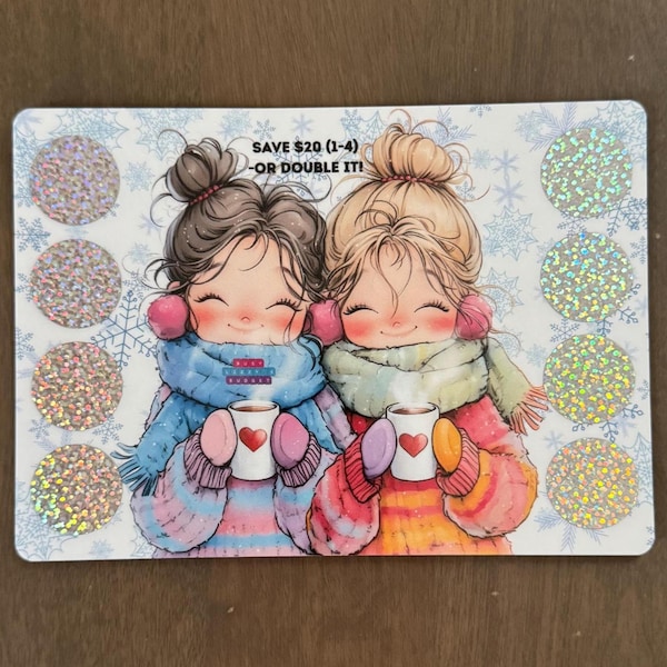 Winter Wonderland Besties Mini Scratch Off Savings Challenge | Save 20 | Cute & Adorable Savings Challenge | A5 | Low Income