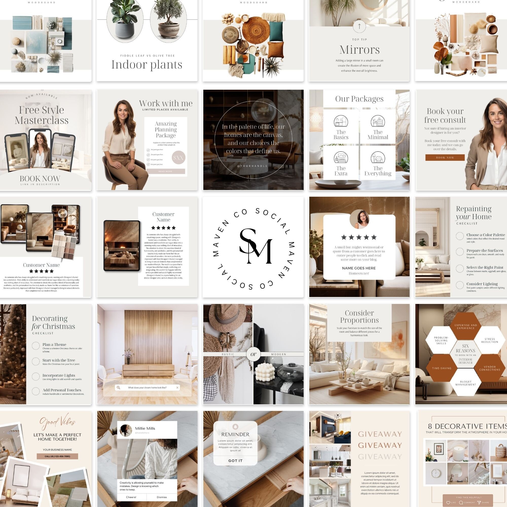 Interior Design Instagram Post Templates, Editable Canva, Interior ...