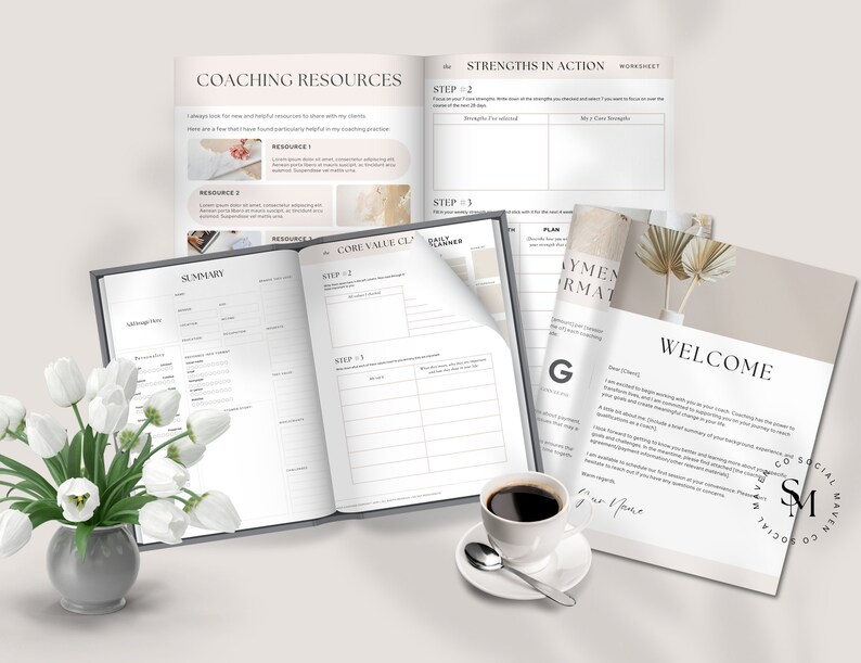 client intake forms, coaching template, coach intake forms, 60 editable Canva templates.