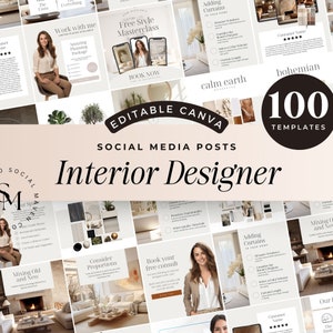 Interior Design Instagram Post Templates, Editable Canva, Interior Design Ig Post Templates, Real Estate Social Media Templates