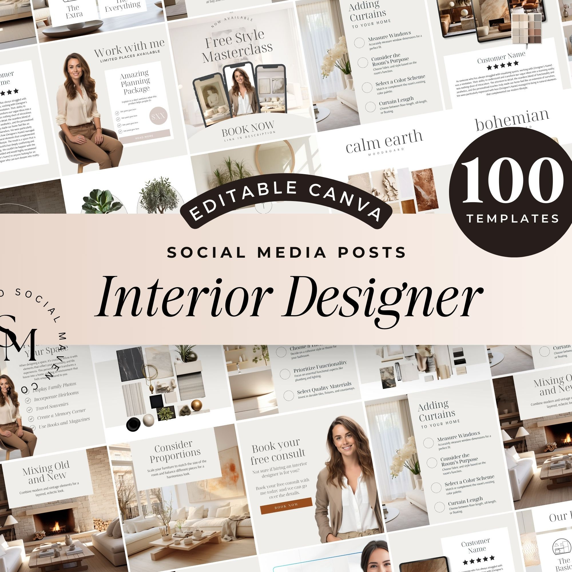 Interior Design Instagram Post Templates, Editable Canva, Interior ...