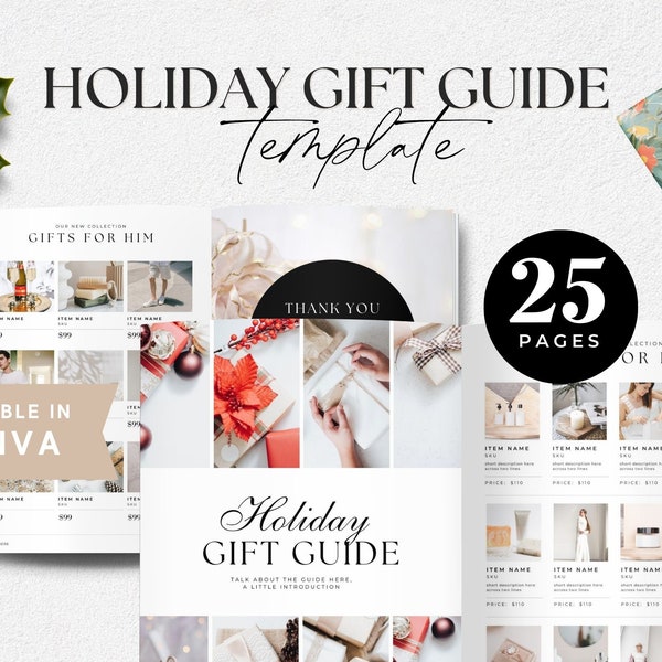 Holiday Gift Guide Template, Christmas Product Catalog, Affiliate Marketing, Instant Download, Blogger Gift Guide, Ltk Canva Template