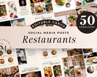 Restaurant Social Media Template, Editable Canva, Instagram Templates for Restaurant, Food Instagram Templates, Restaurant Canva Template