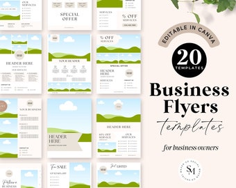 20 Business Flyer Templates, Premade Flyer Templates, Editable In Canva, Sales Flyers, Boutique Flyers, Women Business Flyer, Realtor Flyer
