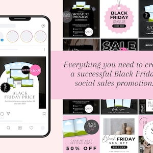Black Friday Sale Canva Template Bundle, Black Friday Flyer, Black Friday Instagram Template, Edit In Canva, Social Media Flyears