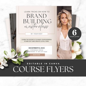 Course Flyer Templates, DIY Course Flyer, Masterclass Flyer Templates, Editable in Canva, Premade Business Flyer, Instant Download