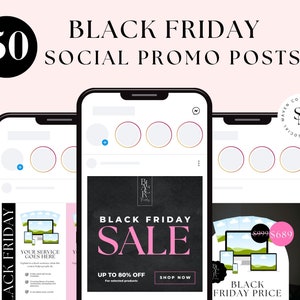 Black Friday Sale Canva Template Bundle, Black Friday Flyer, Black Friday Instagram Template, Edit In Canva, Social Media Flyears