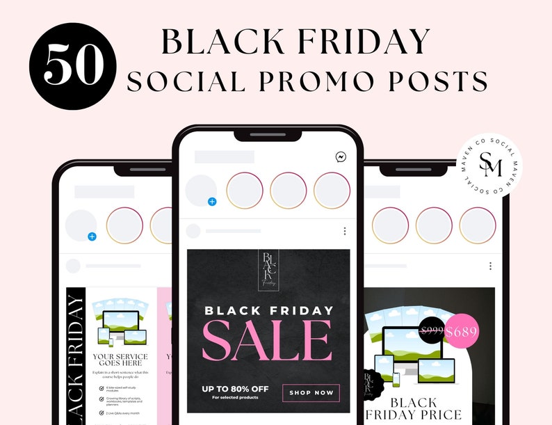 Black Friday Sale Canva Template Bundle, Black Friday Flyer, Black Friday Instagram Template, Edit In Canva, Social Media Flyears