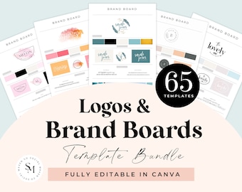 65 modelli di brand board / modelli Canva / modelli di logo / modelli di branding aziendale / design di loghi fai da te / modelli di mood board