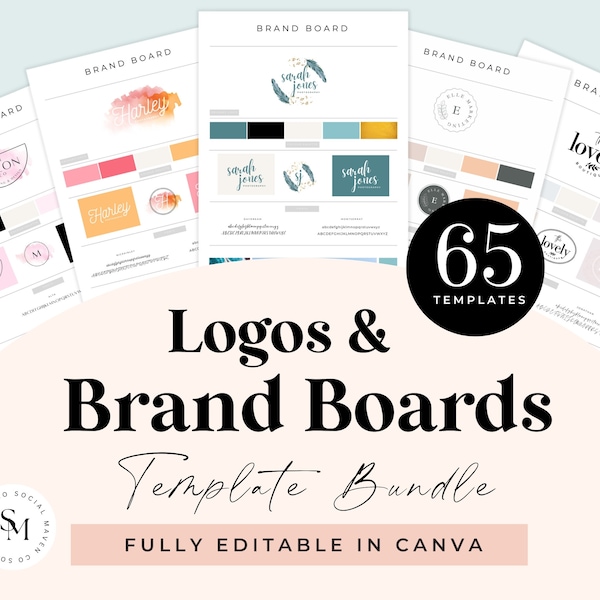 65 Brand Board Templates | Canva Templates | Logo Templates | Business Branding Templates | DIY Logo Design | Mood Board Templates