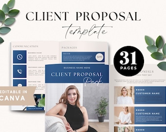 Client Proposal Template, Navy Blue, Canva Project Proposal Template, INSTANT DOWNLOAD, Business Proposal Template, Business Coach