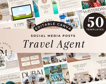 Travel Agent Instagram Posts, Travel Agent Instagram Templates, Canva Travel Agent Templates, Travel Agent Content, Travel Blogger