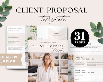 Client Proposal Template, Beige, Canva Project Proposal Template, INSTANT DOWNLOAD, Business Proposal Template, Business Coach