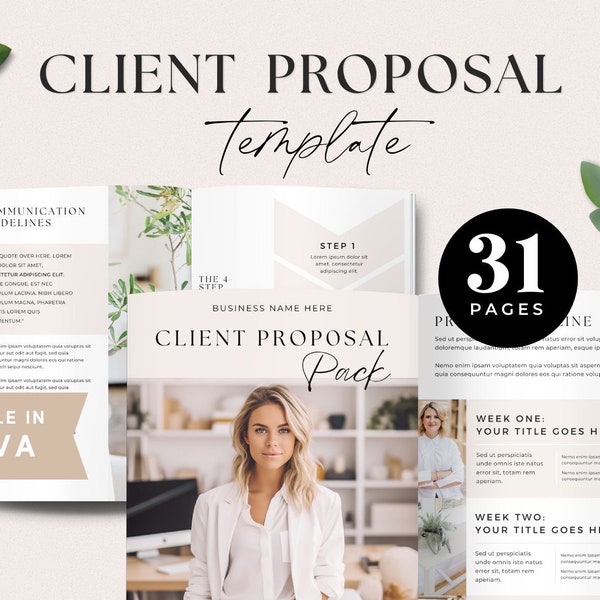 Client Proposal Template, Beige, Canva Project Proposal Template, INSTANT DOWNLOAD, Business Proposal Template, Business Coach