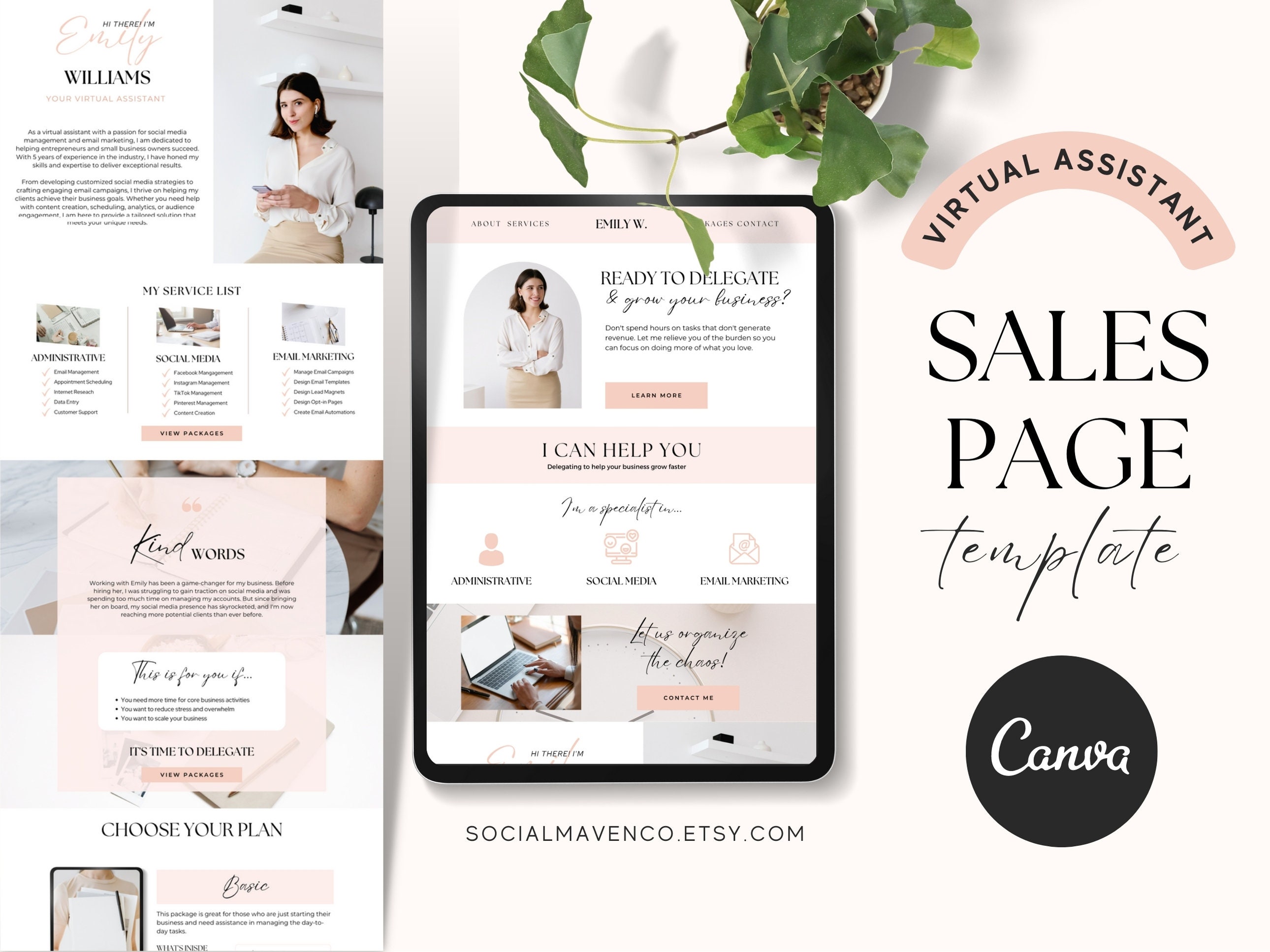 Canva Sales Page Template for Virtual Assistants Canva - Etsy