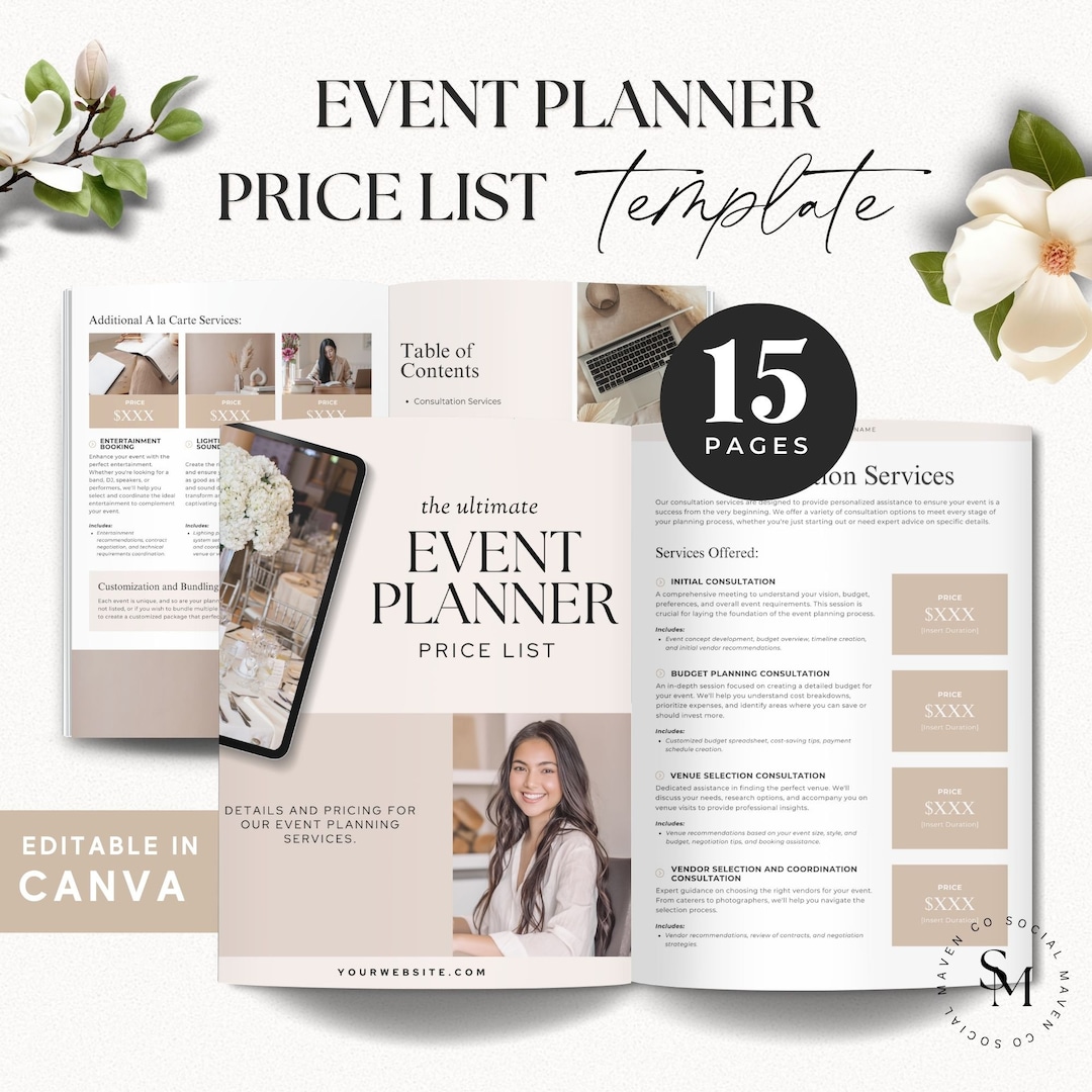 Event Planner Price List Template Editable Canva Editable Price Sheet Wedding Pricing Event Planner Price List Template Editable Canva Editable Price Sheet Wedding Pricing