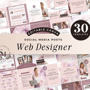 Web Design Instagram Templates, Editable Canva, Web Designer Instagram, Social Media Branding, Instagram Templates For Web Designers