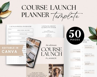 Course Launch Planner Template, Canva Course Creator Template, Course Marketing Plan, Instant Download, For Course Creator & Coaches