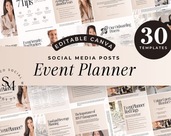 Event Planner Instagram Templates, Editable Canva, Wedding Planner Instagram Posts, Event Coordinator, Wedding Business Templates, Beige