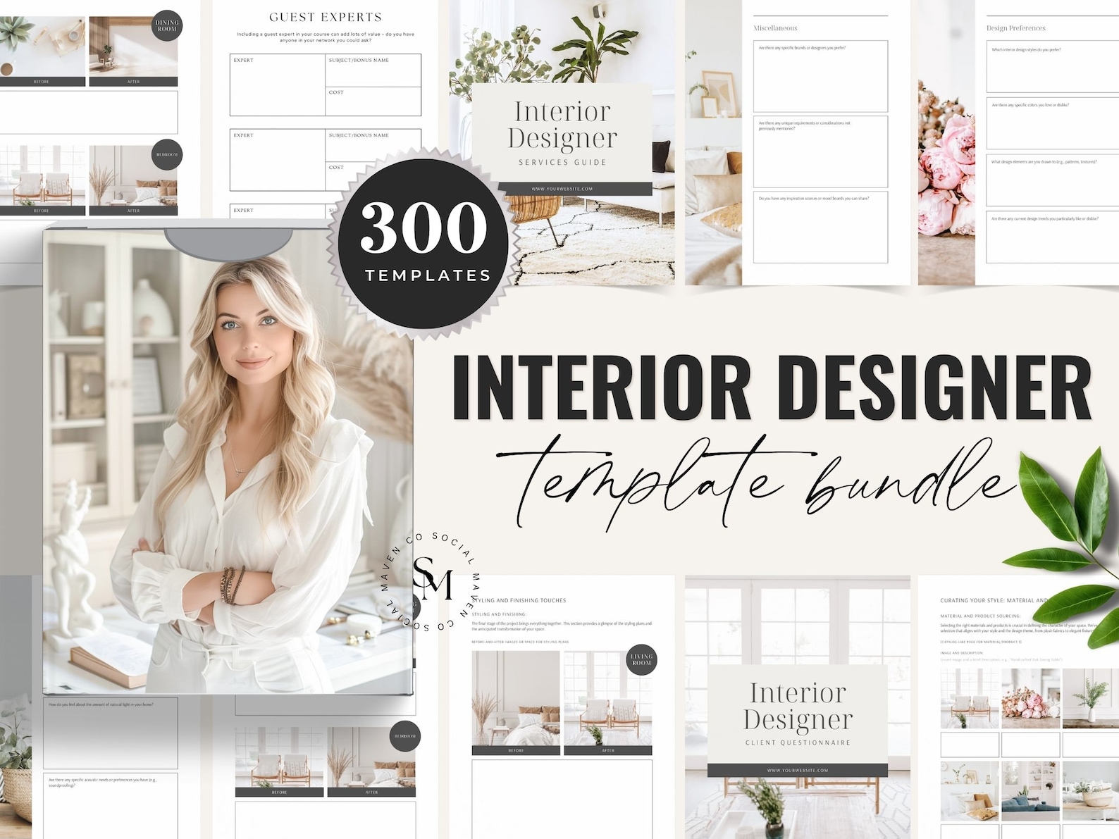 Interior Designer Template Bundle, Editable Canva, Interior Designer ...