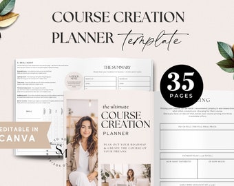 Course Creation Planner Template, Editable in Canva, For Coaches & Course Creator, Course Canva Template, Coaching Template