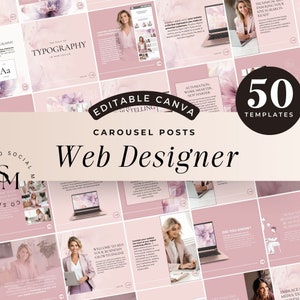 Web Design Carousel Instagram Templates, Editable Canva, Web Designer Instagram, Social Media Branding, IG Templates For Web Designers