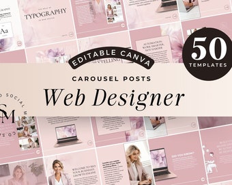 Modelli Instagram per carosello di web design, Canva modificabile, Instagram per web designer, branding sui social media, modelli IG per web designer