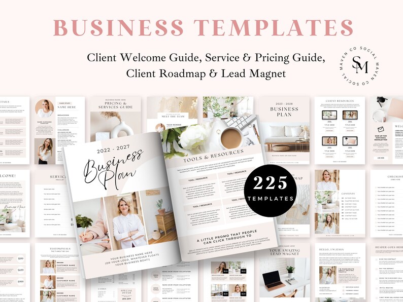Virtual assistant template bundle. Everything you need to run a successful virtual assistant business includes business plan, social media templates, client onboarding, roadmap and more!