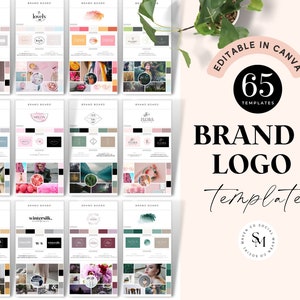 65 plantillas de tablero de marca/plantillas de Canva/plantillas de logotipo/plantillas de marca comercial/diseño de logotipo DIY/plantillas de tablero de estado de ánimo