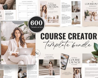 600+ Course Creator Template Bundle, Editable in Canva, Course Creator Planner, Course Sales Page, Workbook Template, Done For You