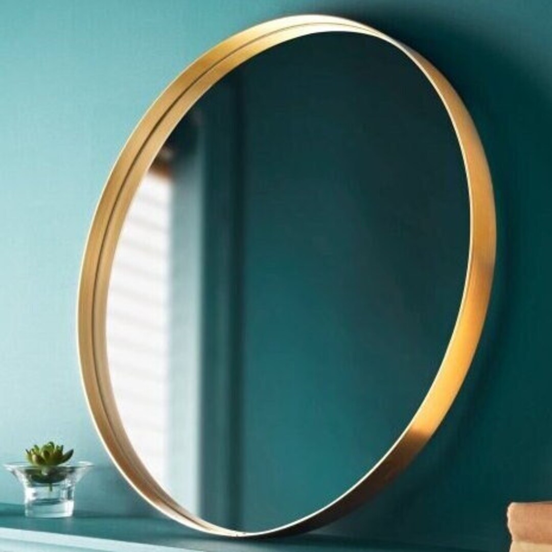 50cm Large Round Gold Wall Mounted Mirror Aluminium Frame Etsy
