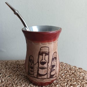 Leather-Wrapped Aluminum Mate Cup with Metal Straw – Traditional Yerba Mate Gourd