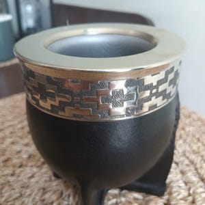Imperial Argentina Mate Gourd Cup with Alpaca Silver Ring and Bombilla | Premium Handmade Yerba Mate Cup for Authentic Mate Experience