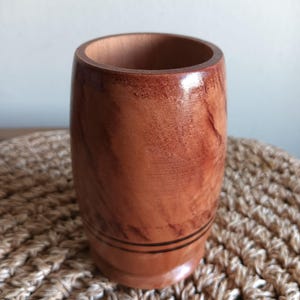 Rustic Algarrobo Wood Yerba Mate Cup with Leather Details & Bombilla - Handmade Artisan Design