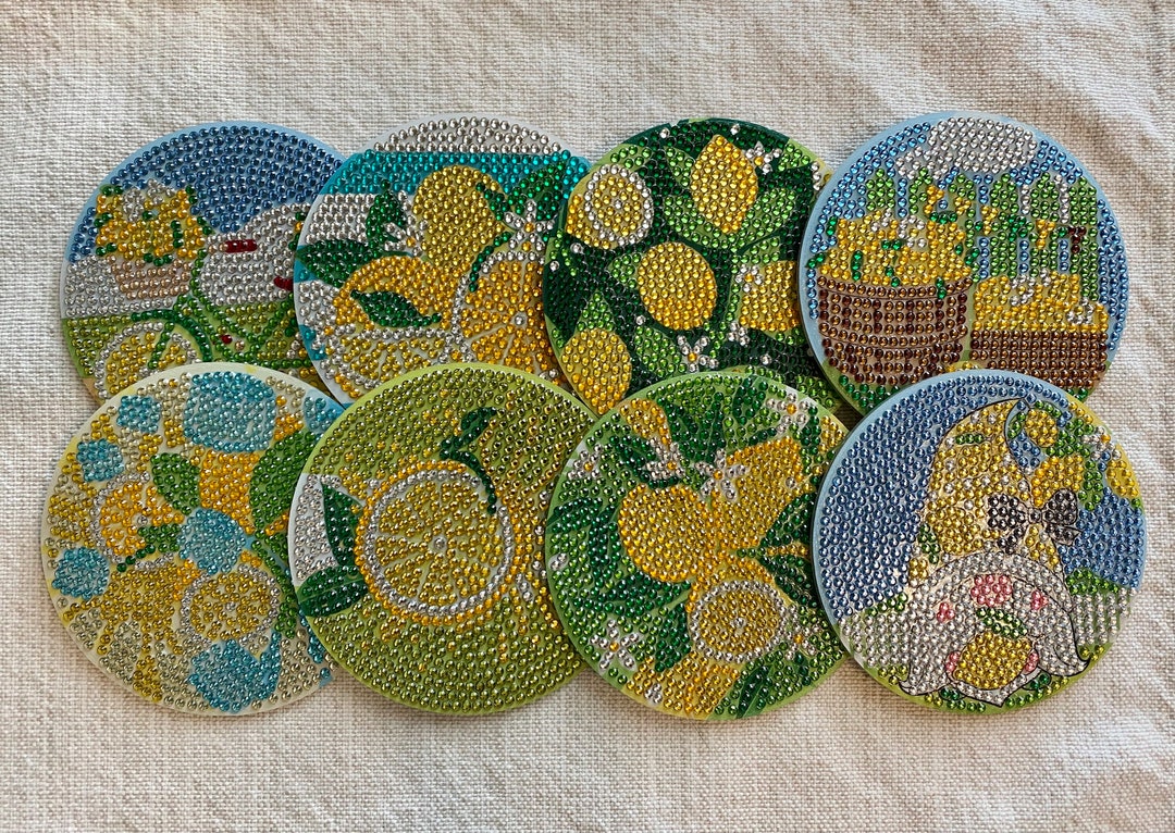 8piece 5D Diamond lemons Coasters Etsy