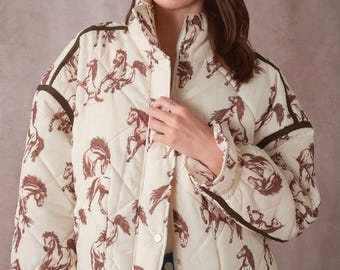 Horse Print Quilted Jacket